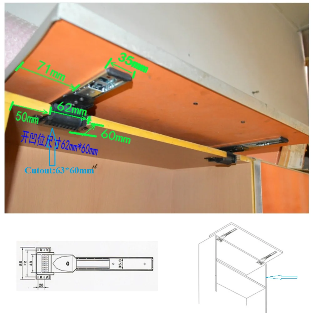 Soft Slow Down Close Folded Flap Door Ball Bearing Slide Rail Furniture Wall Cabinet Cupboard