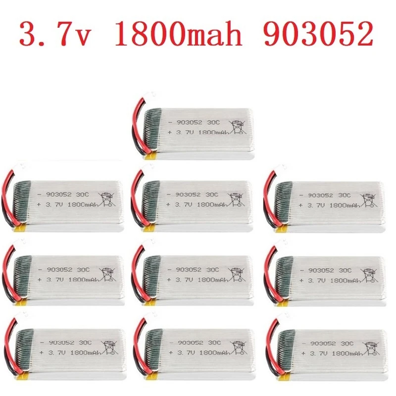 1/2/5/10PCS 3.7v 1800mAh Rechargeable Battery for SYMA X5SW X5 X5S X5C M18 H5P KY601S 903052 3.7v Lipo battery with XH2.54 Plug