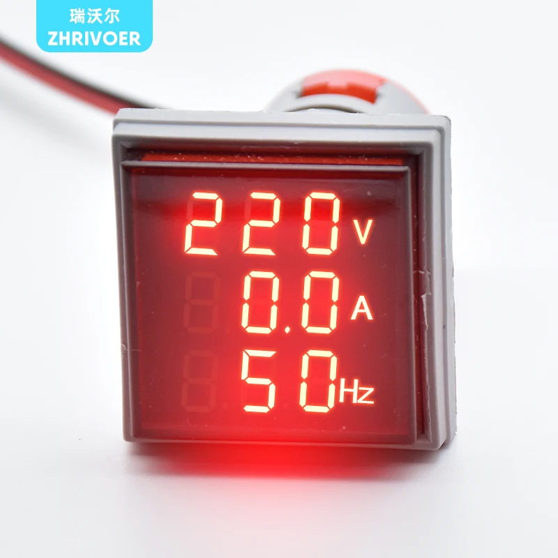 สามจอแสดงผลแรงดันไฟฟ้าแบบดิจิตอล Amperometer 22มม.AD16-22DSV AC 60-500V Mini แรงดันไฟฟ้า LED โวลต์มิเตอร์ตัวบ่งชี้โคมไฟ