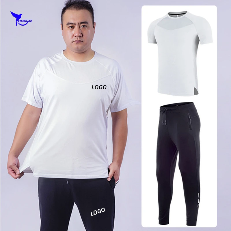 

Спортивный костюм мужской, хлопковый, свободный, дышащий, размер 2020 7XL, для спортзала, фитнеса, бега, на заказ, лето размера плюс