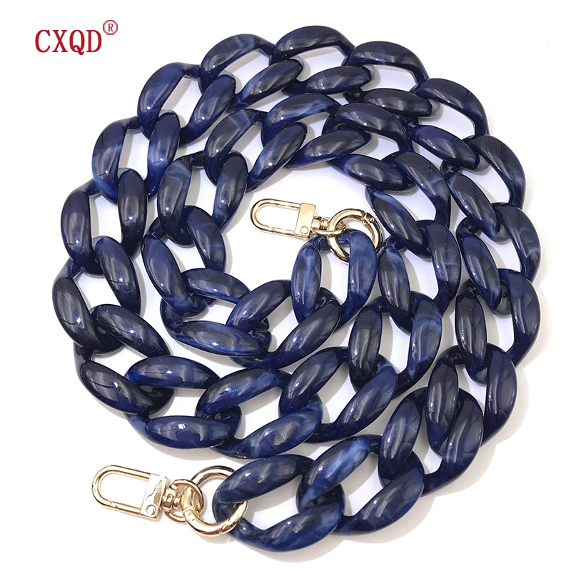 CXQD Fashion Gold Color Decoration Big Long Colorful Resin Acrylic Bag Strap Shoulder Jewelry Phone Chain Gift for Women