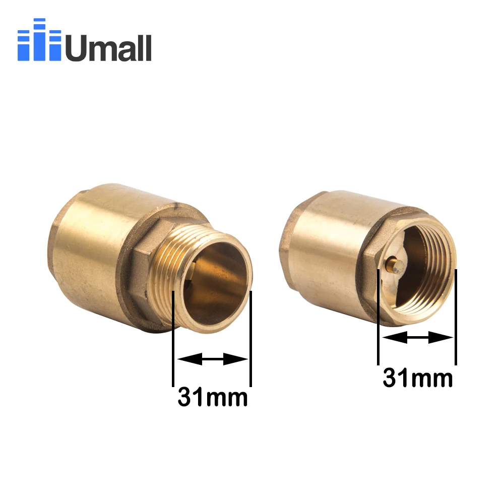 New 1 Inch Check Valve Brass Thread In-Line Spring Prevent Backflow Connector For Water Pump