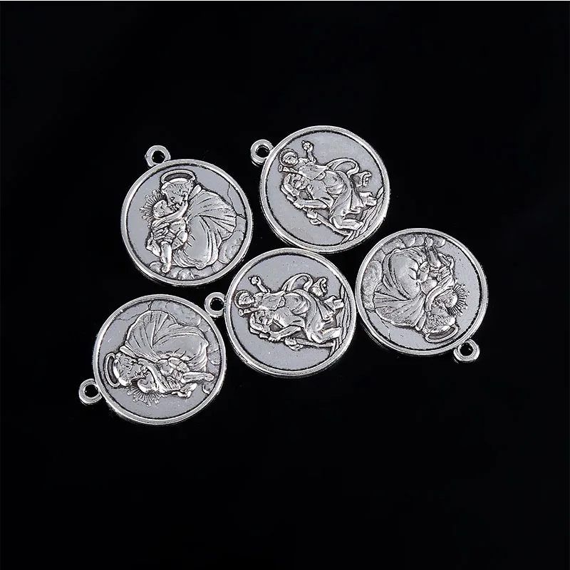 5 Pieces/Catholic Variety Christian Mercy Virgin Mary Metal Pendant St. Christophe DIY Pendant Necklace Jewelry Handmade Jewelry