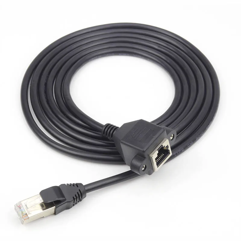 RJ45 Cat5e Cable Male to Female Screw Panel Mount Ethernet LAN Network Extension Cable 30cm/60CM/1M/1.5M/3M