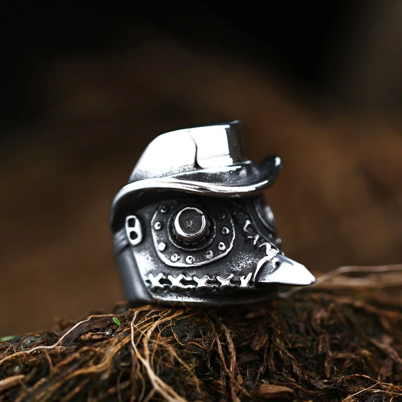 BEIER Steampunk European Plague Doctor Long-billed Bird Men Ring Halloween Gift Fashion Punk style Jewelry BR8-810