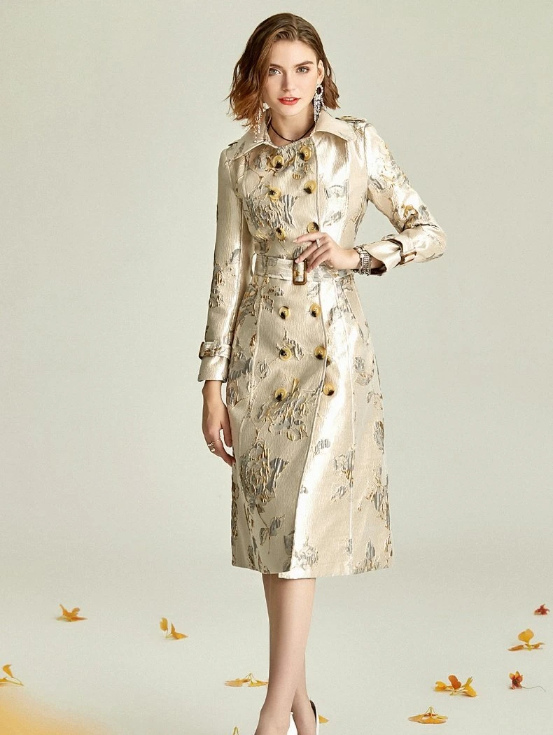 

Spring/Autumn Winter Double Breasted Long Coat Office Lay Jackets Windbreaker Full Length Overcoat Vintage Runway Pockets