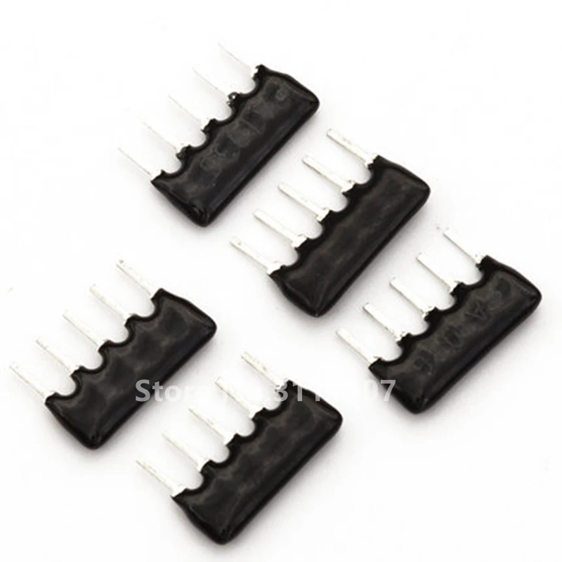 50PCS DIP Exclusion Network Resistor Array 5PIN A05-471J 511J 102J 103J 104J 470 510 ohm 1K 2K 2.2K 4.7K 5.1K 8.2K 10K 22K ohm