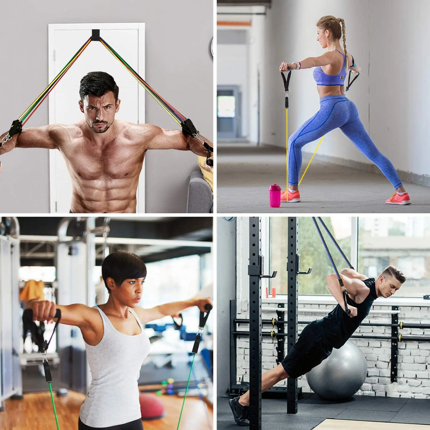 Resistance Bands Set Workout Exercise Bands 5 Tube Fitness Bands for Muscle Training, Physical Therapy, Shaped Body,Home