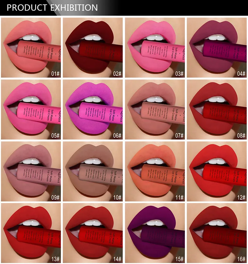 New 34 colors Lip Gloss Long Lasting Red Lips Matte Lipstick Liquid Lip Tint Cosmetic Nude Velvet Lipstick Matte Lip Makeup