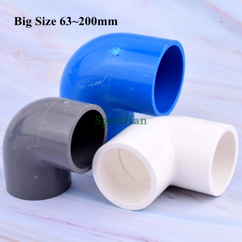 1pc Big Size ID 63~200mm PVC Pipe 90° Elbow Connector Plastic Hydroponic Planting Framework Joints Irrigation System Parts