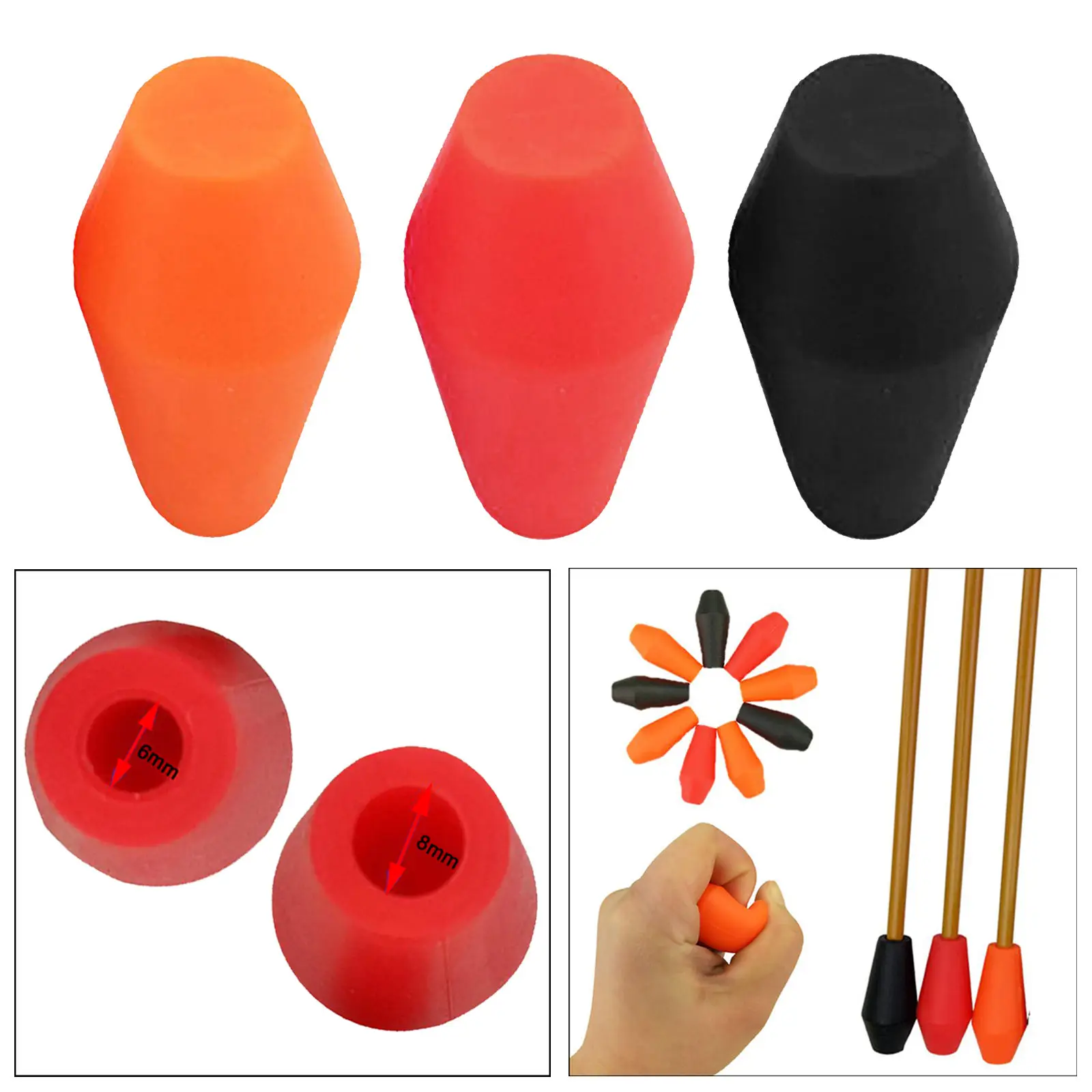 6pcs Soft Rubber Arrowheads 6/8MM Game Archery Arrow Practice Tag Glue for Tip Heads