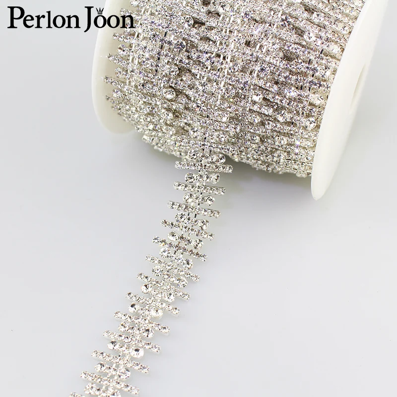 Pai need banding rhinestones trim Ribbon crystal metal chain for dress, bag, shoes accessories ML019