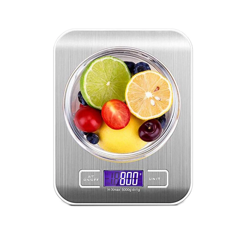 

High Precision Electronic Kitchen Scales 5kg/1g LCD Digital Food Scale Stainless Steel Weight balance Scale Tool Libra silver