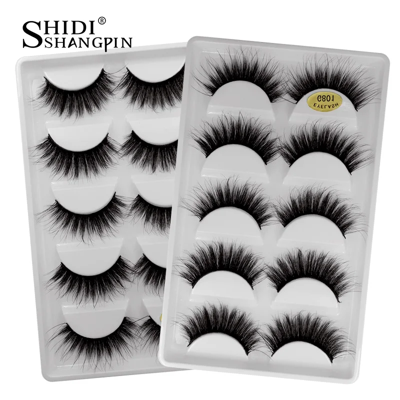 SHIDISHANGPIN 5 Paar Natürliche 3D Nerz-Wimpern, Künstliche Nerz-Wimpern, Falsche Wimpern, Volle Streifenwimpern, Cilios Faux Cils – Detail 8