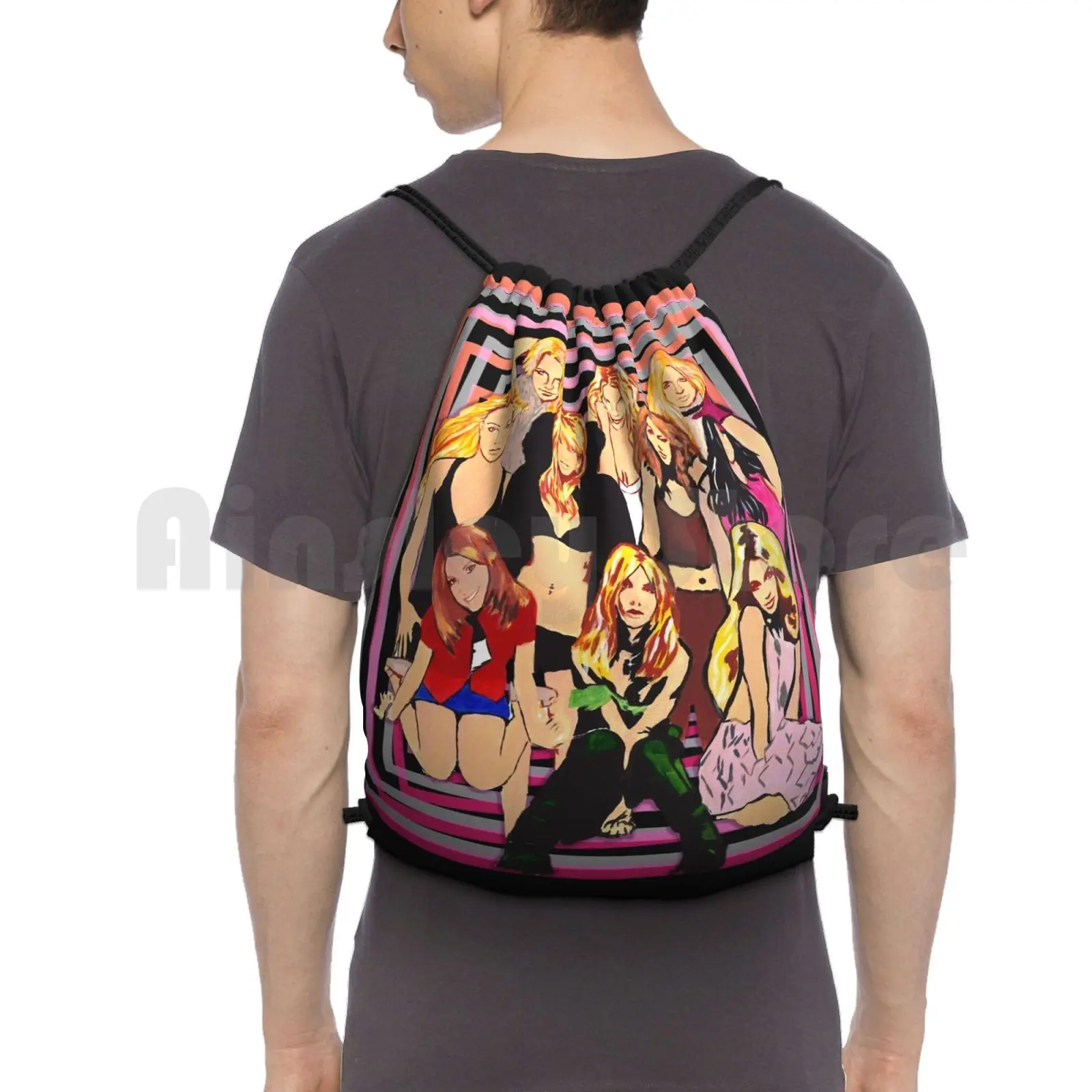 Album Covers Backpack Drawstring Bag Riding Climbing Gym Bag Pop Pop Music Pop Art 90s 90s Pop Pop Star Pop Stars Blackout