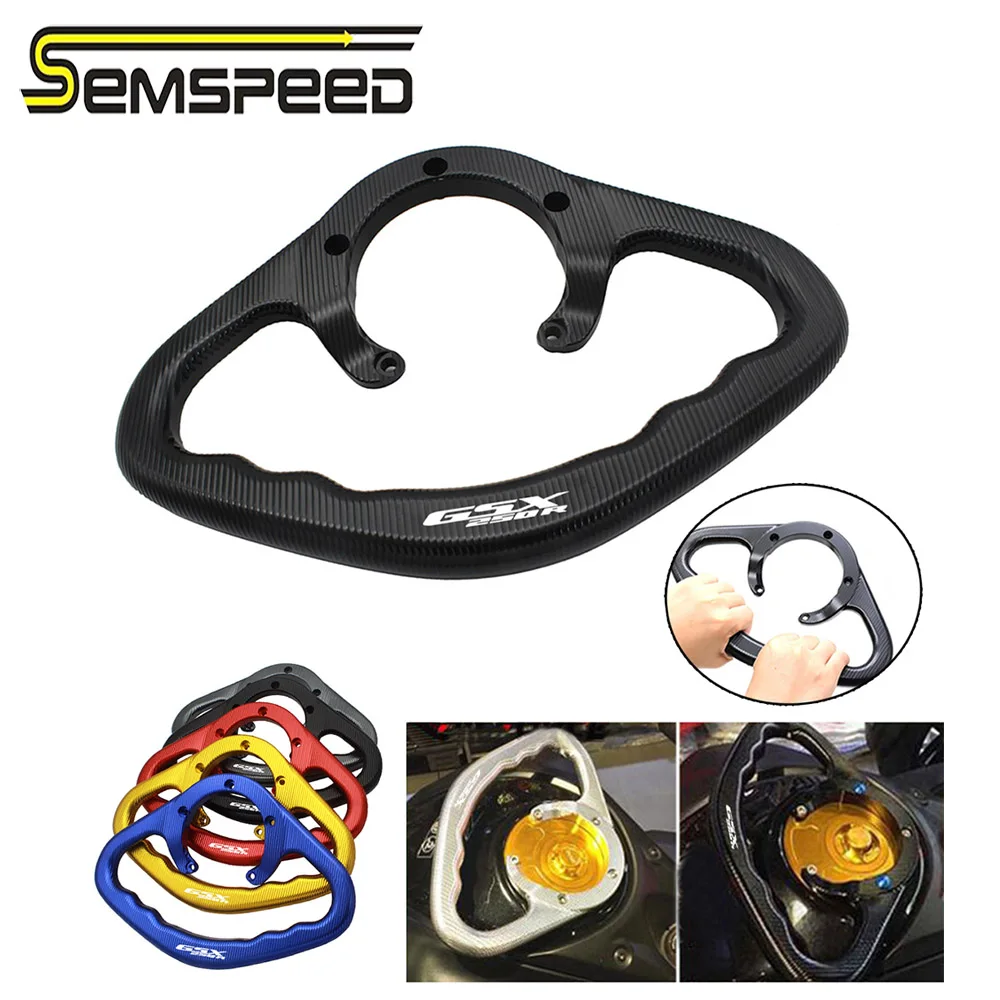 SEMSPEED 1PC Motorcycle Passenger Handgrips Hand Grip Tank Grab Bar Handle Armrest For Suzuki GW250 Inazuma GSX250 GSX250R DL250