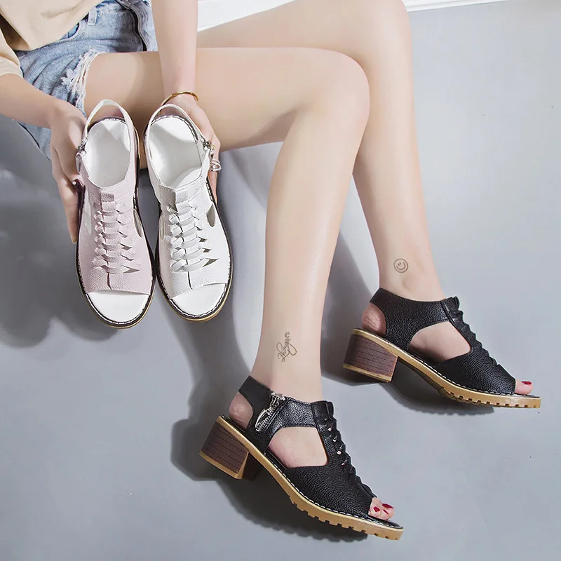2024 summer new sexy fashion women's sandals PU Leather Sexy Open Toe High Heels Sandals Ladies Casual Non-slip Back Beach Shoes