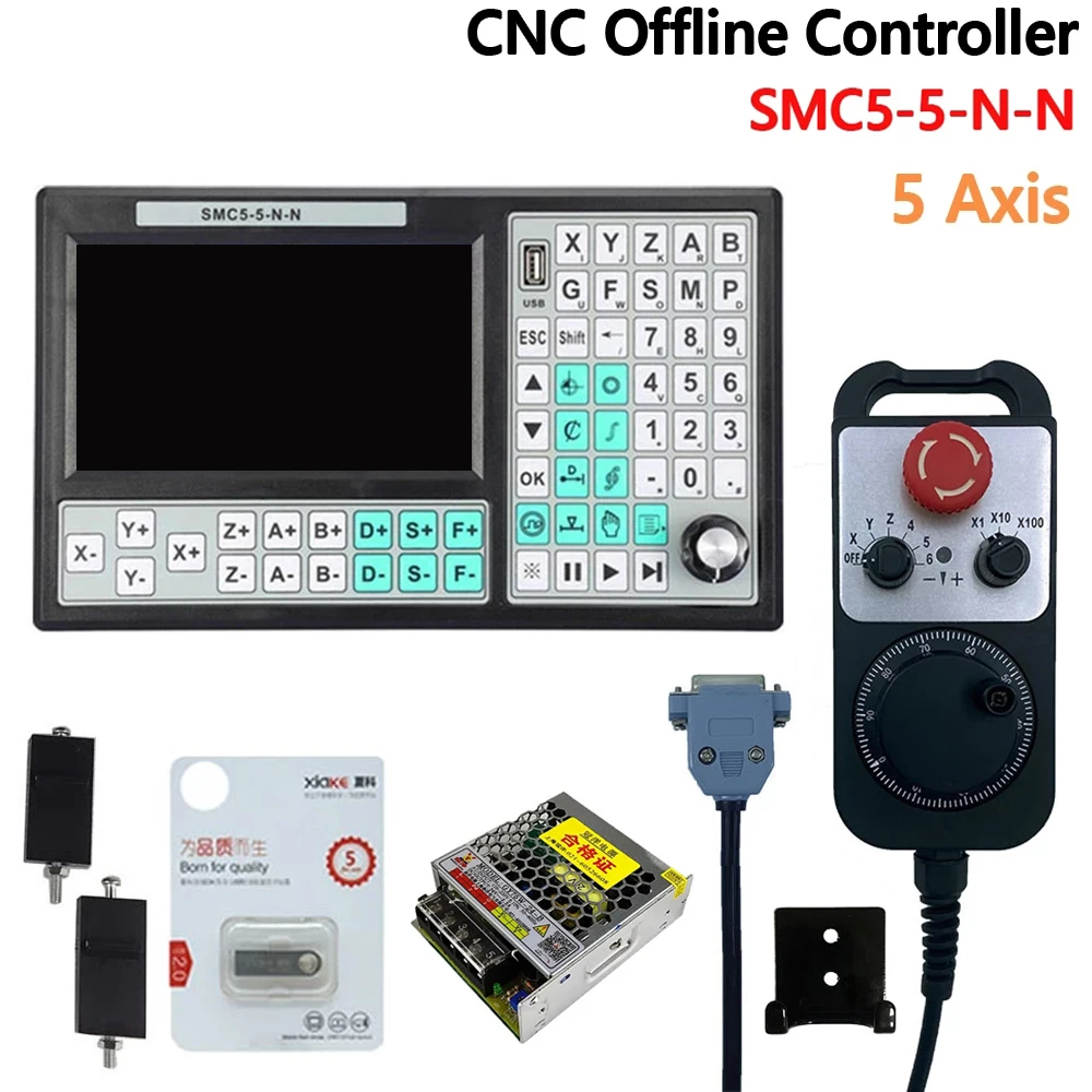 5 Axis Stand-alone Controller Set SMC5-5-N-N Offline Controller 500KHz USB Motion Controller With 6 Axis MPG Handwheel