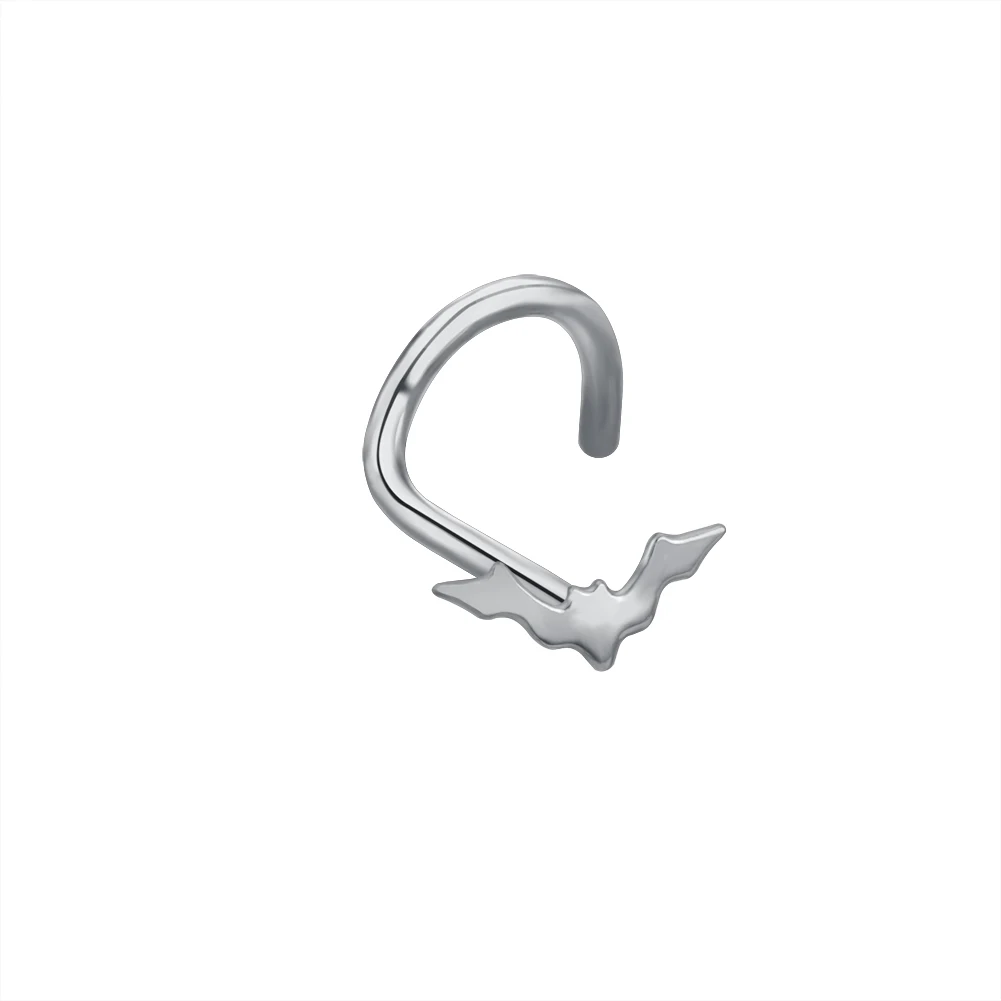 Stainless Steel Moon Heart Skull Nose Stud