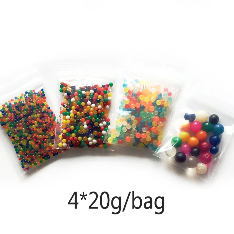 

4 bags / groups Crystal Soil Water Beads Hydrogel Balls Growing Gel Ball Big Decorative 20g/bag Flower Wedding Home Decor