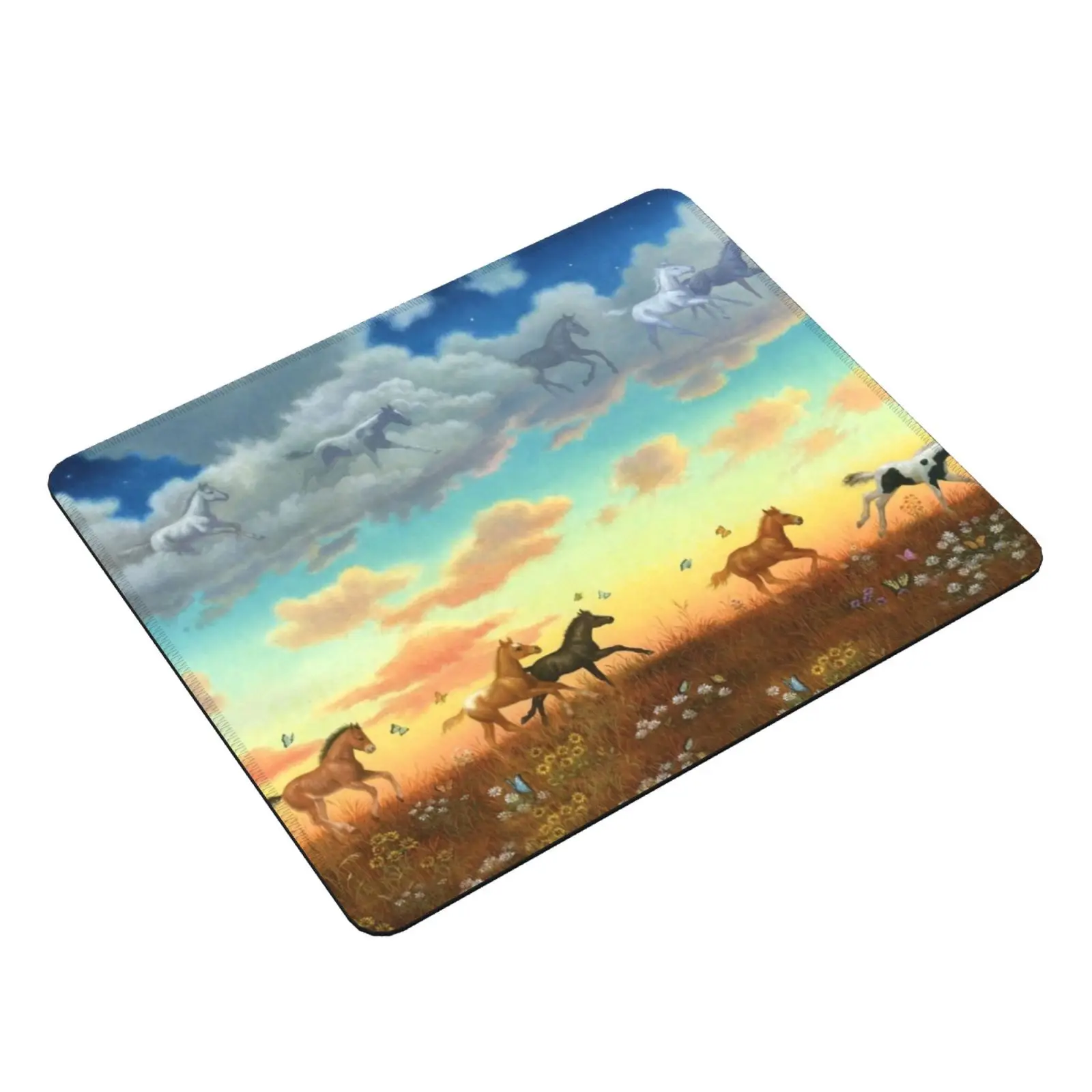 Frolicking Foals Mouse Pad DIY Print Foals Horses Sunset Sunset Sky Sunset Sky Fantasy Horses Fantasy