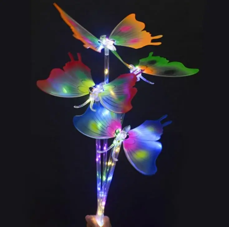 LED Butterfly Light Sticks Luminous Fairy Butterfly Wing Wand Stick Evening Toys Adult Child Useful Hot Sale Wholesale  SN455