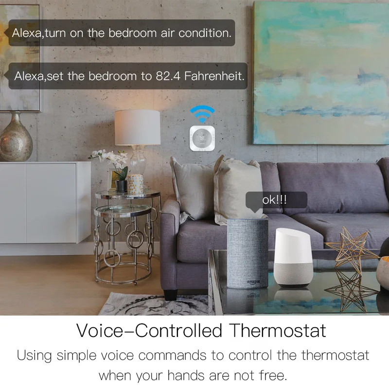 WiFi Smart Heat Pump 24V Thermostat Temperature Controller Smart Life/Tuya APP Remote Control,Works with Alexa Google Home