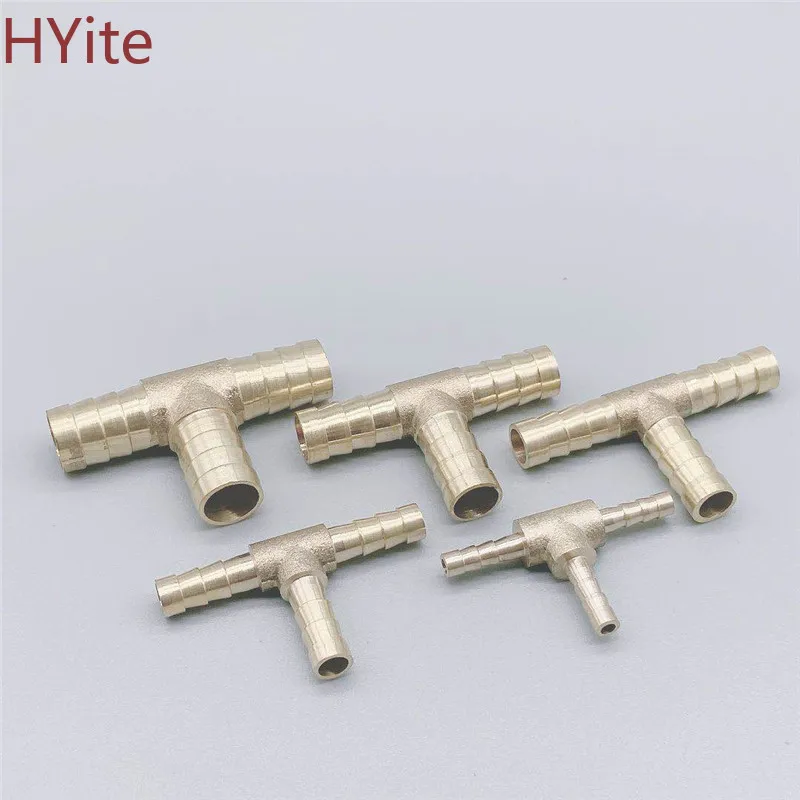 T-Shape Brass Barb Hose Fitting Tee 4mm 6mm 8mm 10mm 12mm 16mm 3 Way Hose Tube Barb Copper Barbed Coupling Connector Adapter