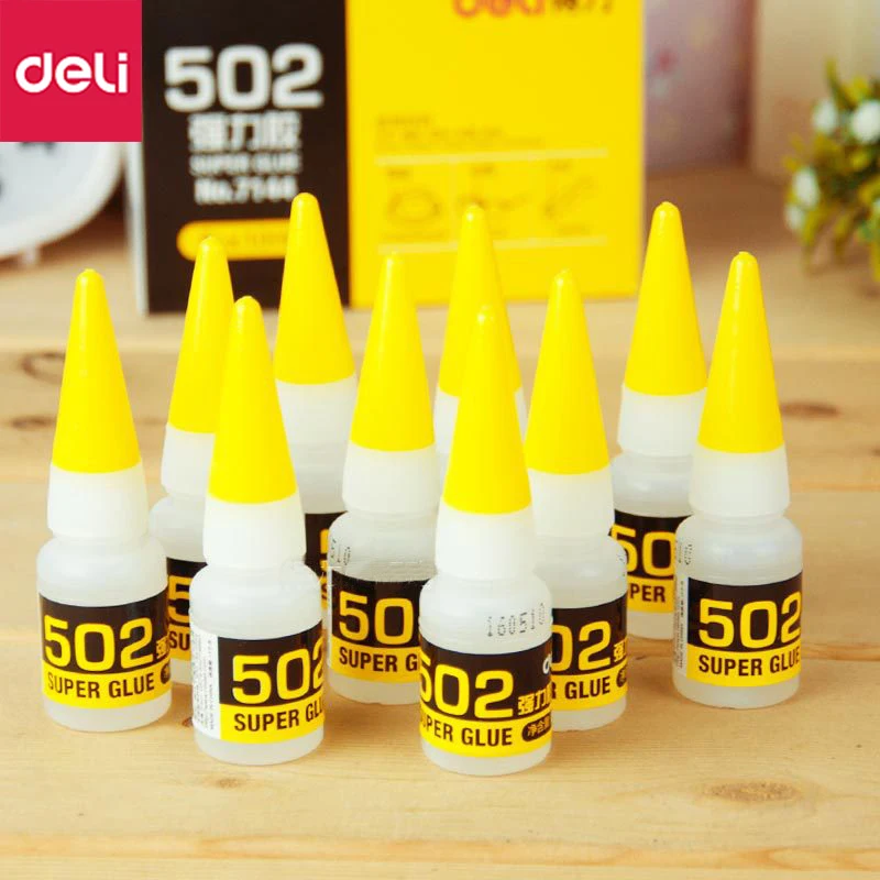 10PCS/LOT Deli 7144 super glue 502 quick-drying glue metal plastic ceramic strong sticking fixed glue 15 seconds fast dry glue