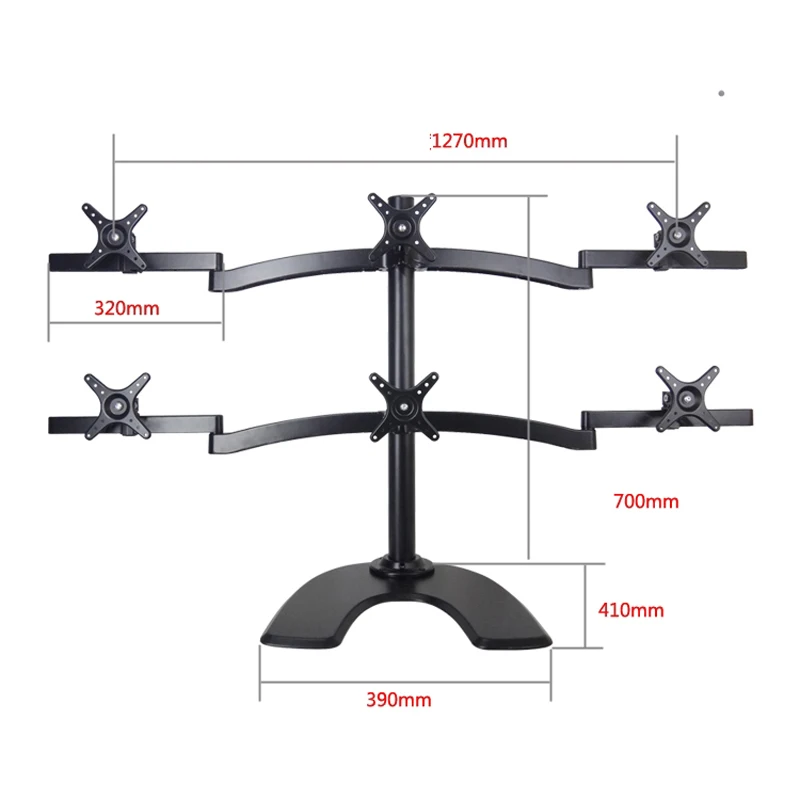 

360 rotate big base 10"-27" 8kg aluminum 100x100 six lcd vesa monitor mount arm desktop stand computer desk bracket holder