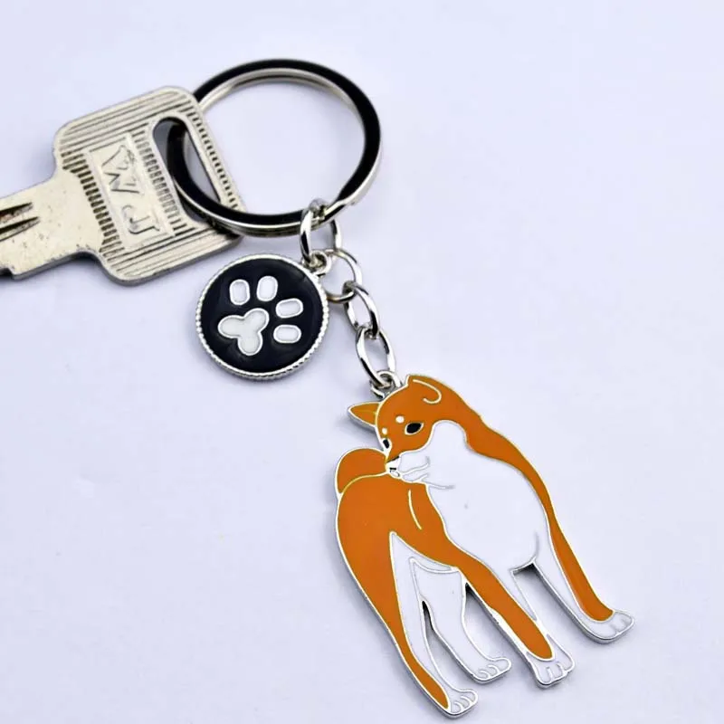 Japanese Akita DIY pendant key chains for men women dog charm bag keychain car key ring Fashion Gifts Accessories