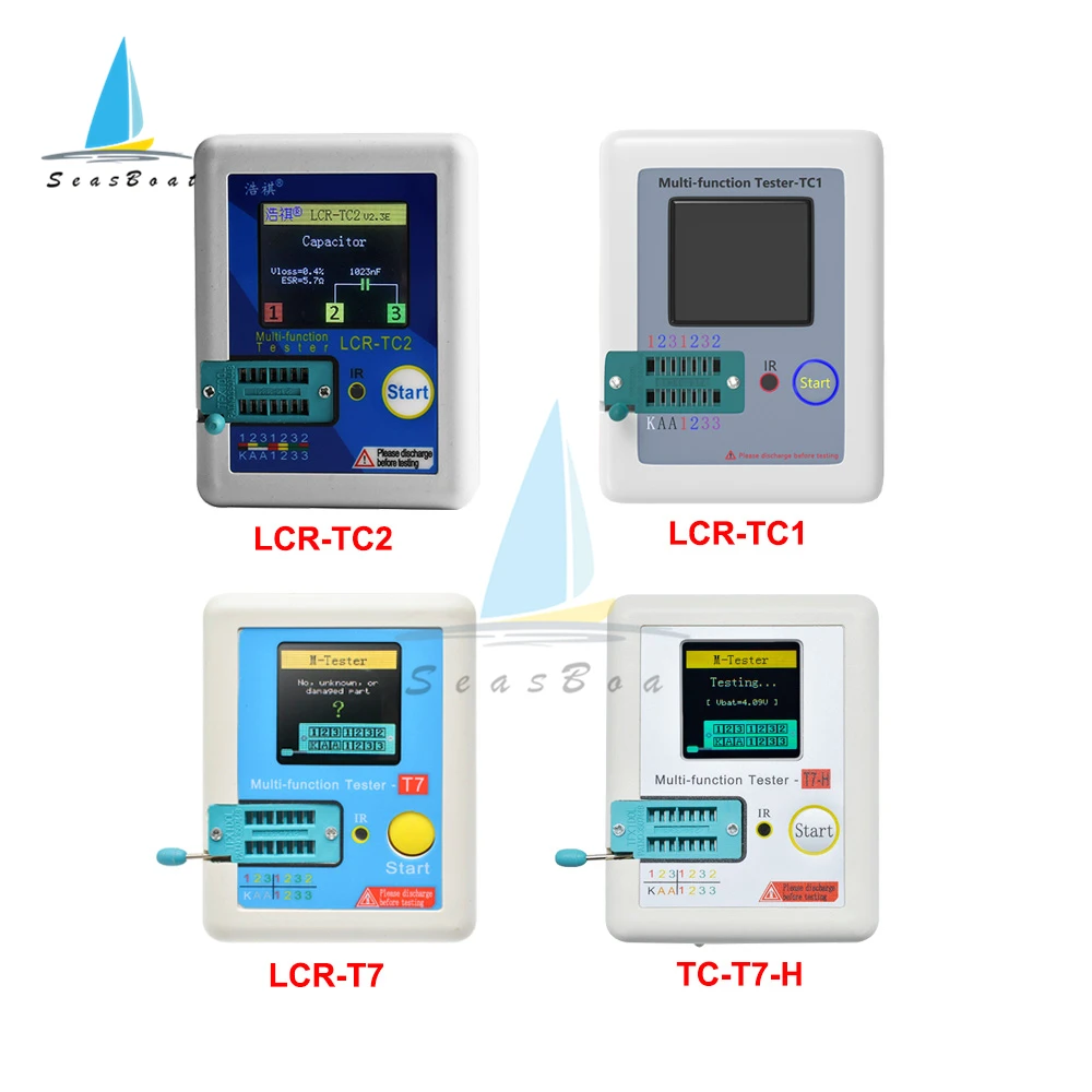 Esposizione variopinta del multimetro del Tester del Transistor di LCR-TC1 della nuova TC-T7-H di per la resistenza del condensatore MOS/PNP/NPN del