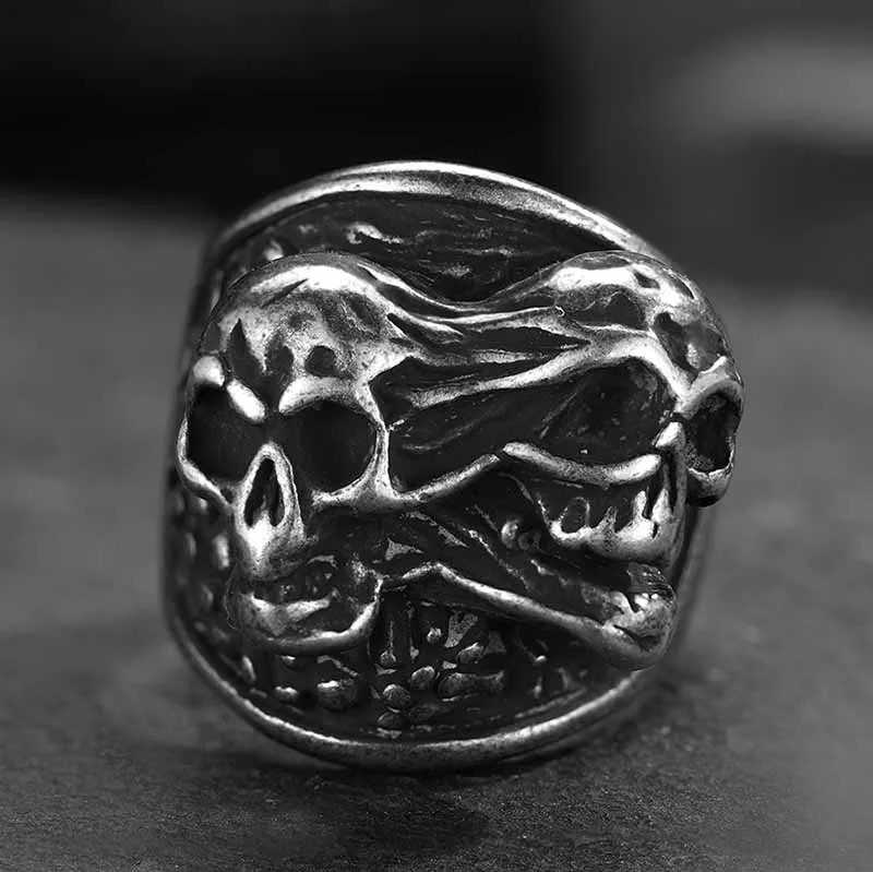 Dropshipping Sale New Vintage Stainless steel Skull Emo Ring Mens Skull Biker Punk Rock Roll Gothic Punk Jewelry Party Anel