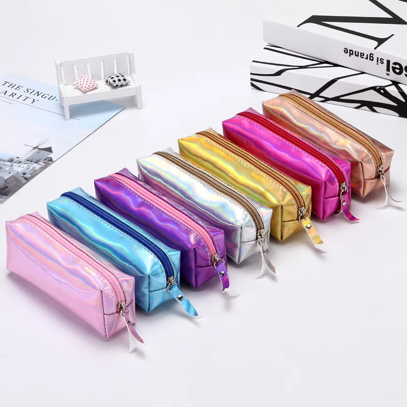 1 Pcs Kawaii Pencil Case Laser girl's heart is simple School Pencil Box Pencilcase Pencil Bag School Supplies Stationery