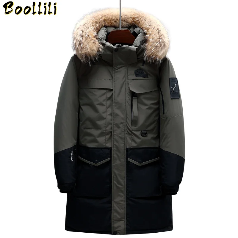 Down Jackets 90% 2023 Man Warm Winter Brand Jacket Luxury Detachable Fur Collar Turtleneck Windproof Concise Comfortable Cuffs