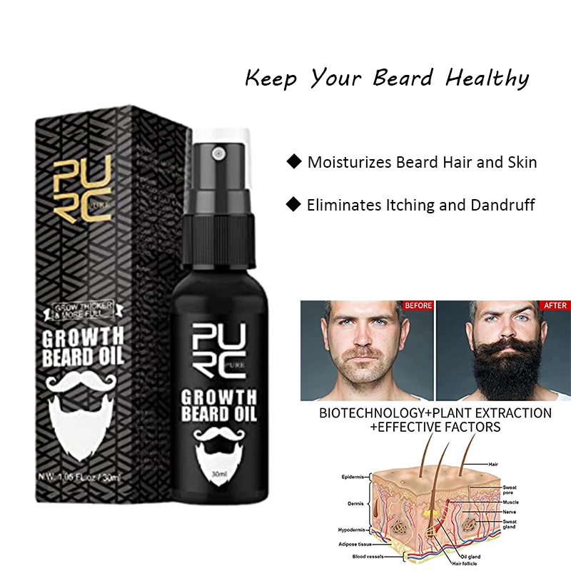 5 Pcs Growth Beard Oil Anti Moustache Loss Grow Serum Essence Beard Hair Thicker Fuller Treatment Product Beard Care for Man