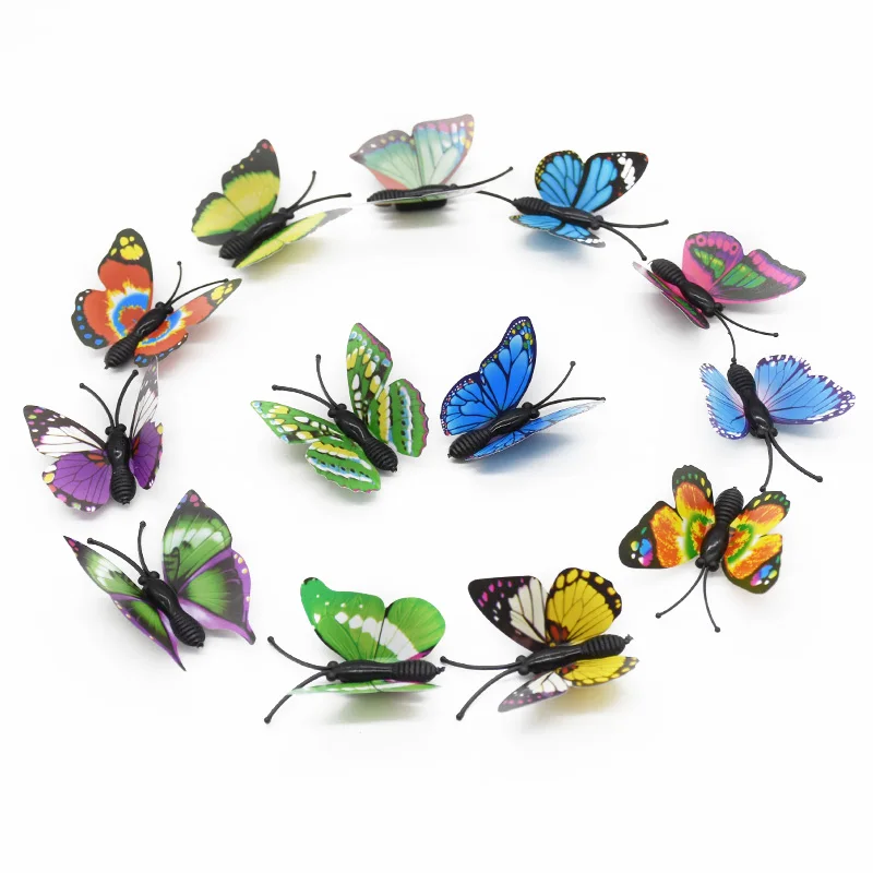 20Pcs Artificial Butterfly Background Wall Stickers Wedding Arrangement Christmas Diy Home Decorate Children's Room Scrapbooking