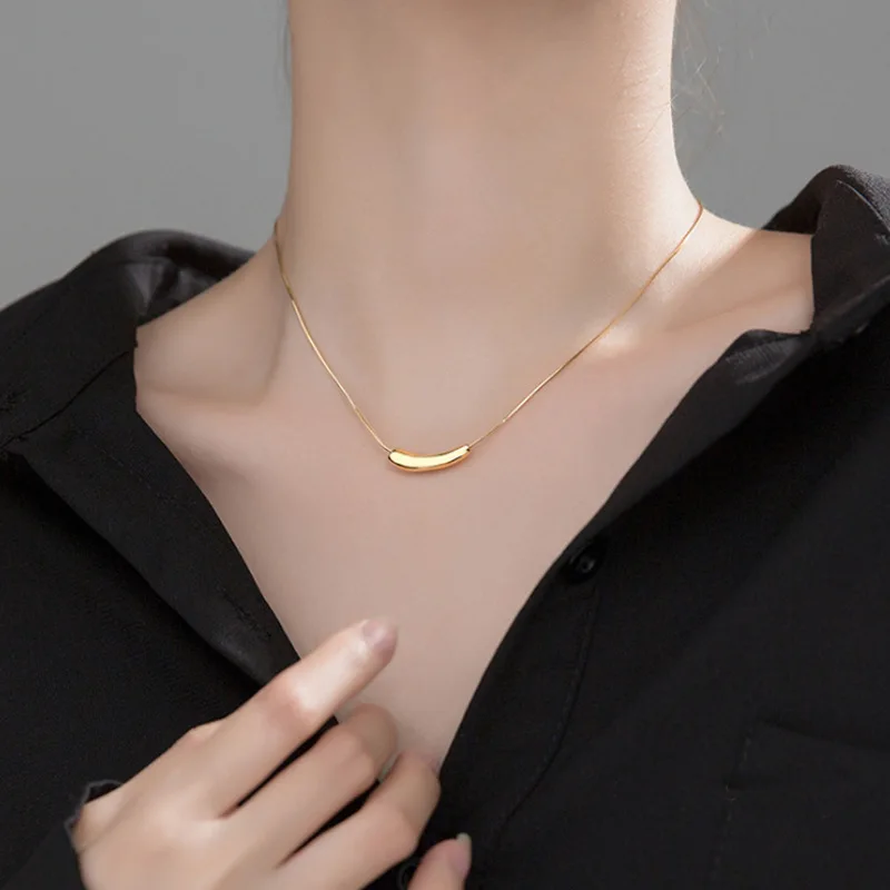 925 Sterling Silver Necklaces Women Fine Jewelry Wedding Accessories Geometric pipe Pendant Beads Necklace Wholesale