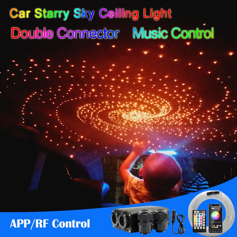 Car LED Interior Starry Sky Ceiling Lights Auto Lamp Roof Star Fiber Optic Light Blutooth Control DIY Car Modification  32 W