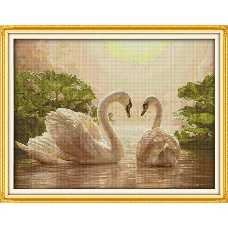 

Two Swans (2) Counted Cross Stitch Kits Embroidery Needlework Sets Printed Fabric 11CT 14CT DIY Handmade Crafts Home Decorations