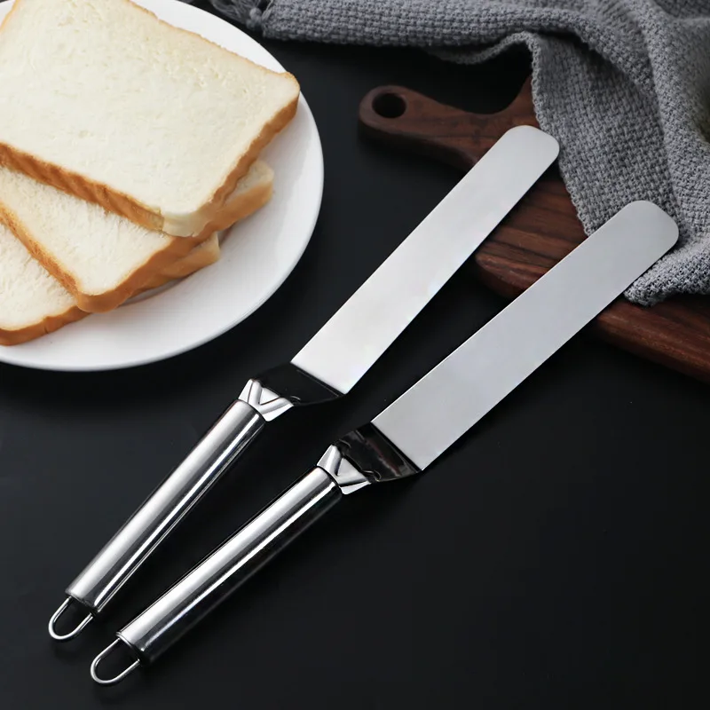 1Pc Stainless Steel Spatula Curved Professional Food Baking Cream Smearing Tool Grilling Cooking Spatula Cake Spatula