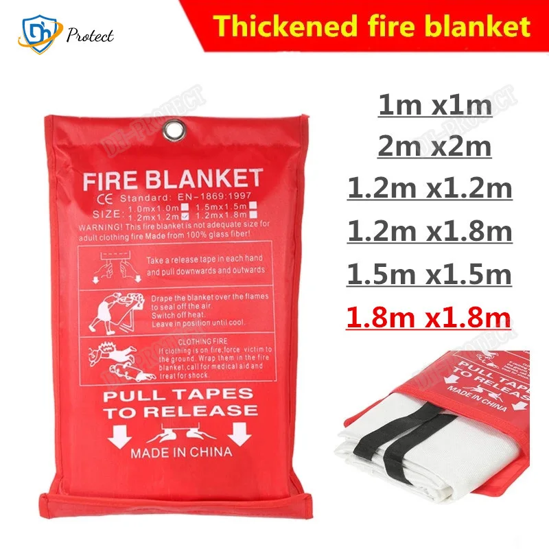 1.8M x 1.8M Fire Blanket Fiberglass Fire Flame Retardant Emergency Survival Fire Shelter Safety Cover Fire Emergency Blanket