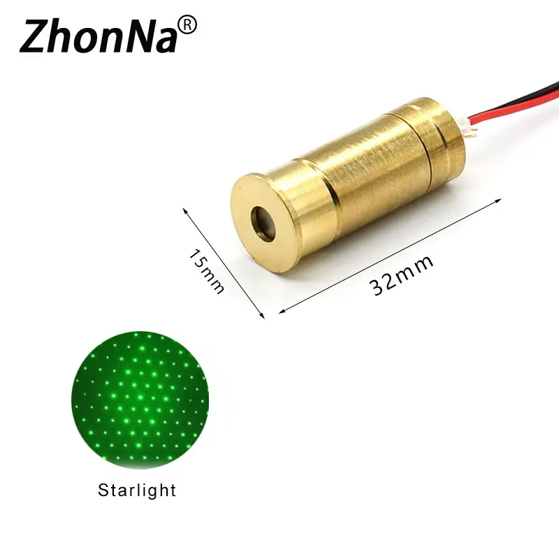 Green Light Laser Module 532nm 45mW Starlight Cross Horizontal Line Metal Laser Head DC2.3-5V Stage Lawn Lights Accessories13*32