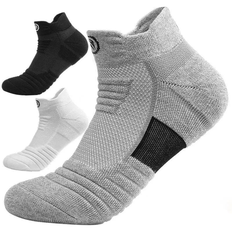 3 pares 100% algodão masculino esporte meias grossas ao ar livre correndo meias de futebol basquete wicking respirável meia longo curto estilo sox