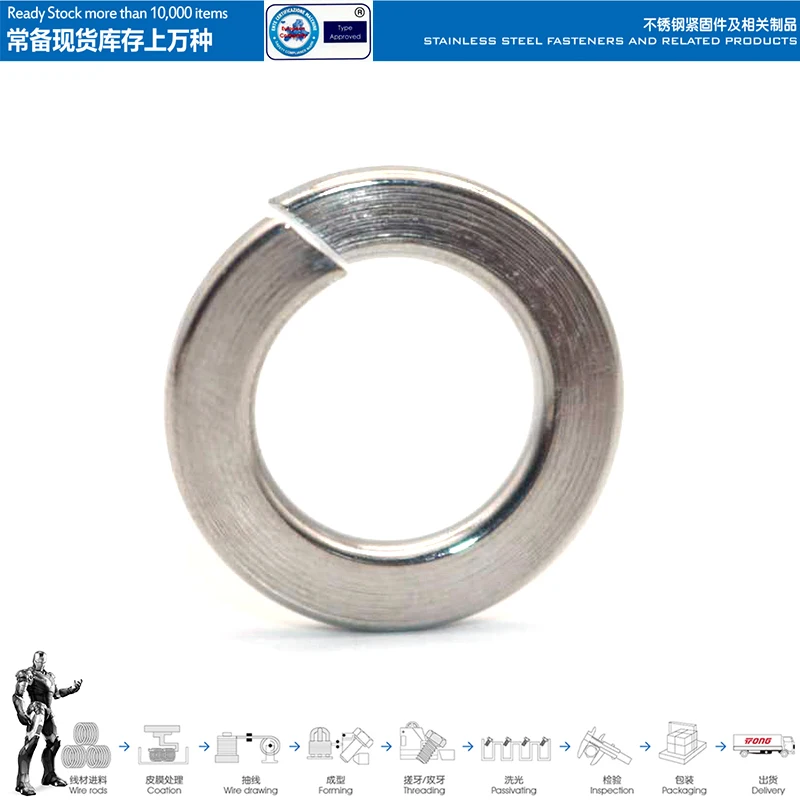 304/316 stainless steel spring washer DIN127B German standard lock spring washer A2A4 / M3M4M5M6M8M10M12M14M16M18M20M22M24M27M30