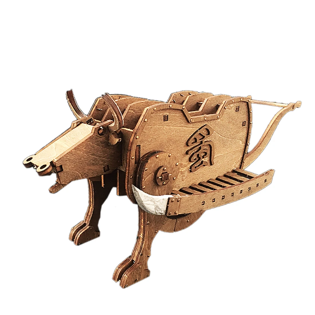 DIY Ancient Chariot Model Siege Car Wooden 3D Puzzle Model - Three Kingdoms Wooden Cow