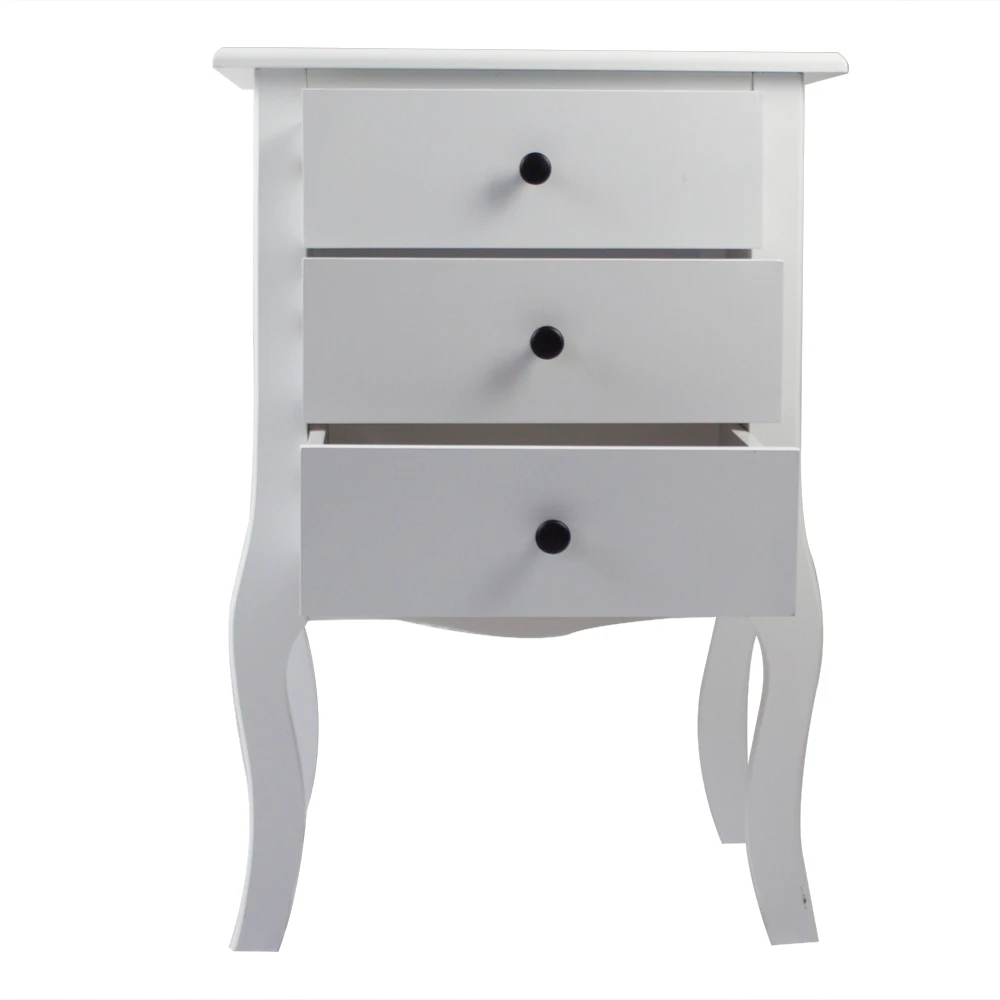 48 x 34 x 70cm European Nightstand  Bedside Table-Three Pumps White Suitable for Indoor Use  likes bedroom  office etc.