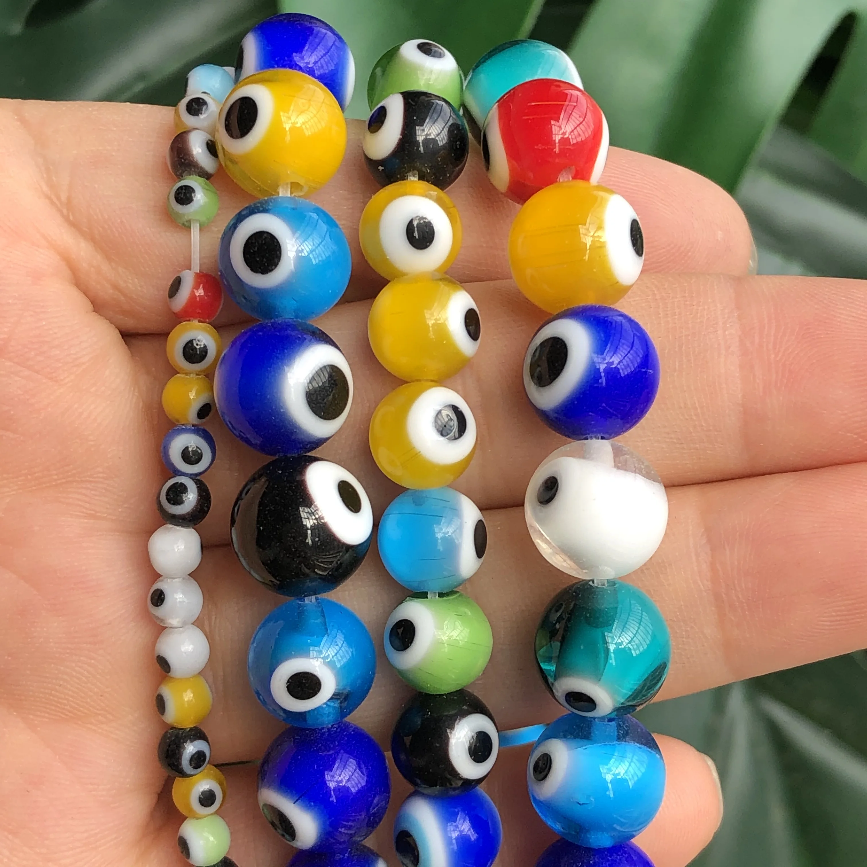 Turkish Hamsa Multicolor Lampwork Evil Eye Bead Round Shape Patterns Glazed Glass Beads For Bracelet Necklace DIY Jewelry Making