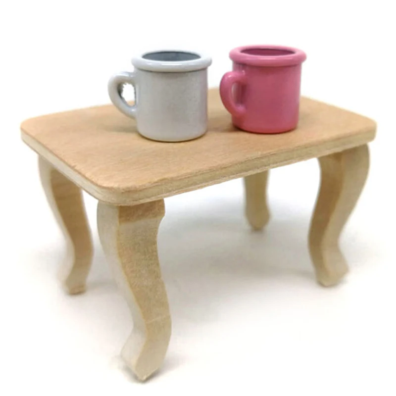 Mini Wooden Table Furniture Toys 1:12 Dollhouse Miniature Accessories DIY Doll House Decor Baby Toys(Self Assembly Required)