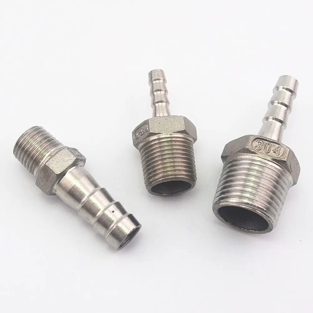 1/8" 1/4" 3/8" 1/2" BSP Male Thread Pipe Fitting to 6 8 10 12mm ID Barb Hose Tail Reducer Fitting Multi Size Stainless Steel 304